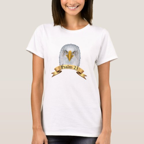 Majestic eagle bird  golden ribbon with Psalm 23 T_Shirt