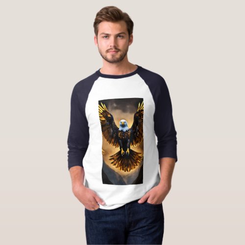 Majestic Eagle Black and Gold T_Shirt