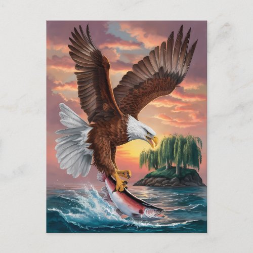 Majestic Eagle Captures Prey Postcard