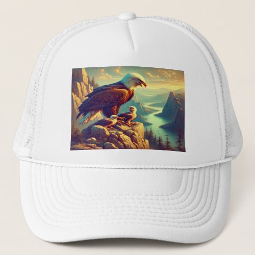 Majestic Eagle Capturing A Lake Trout 7x5 Trucker Hat