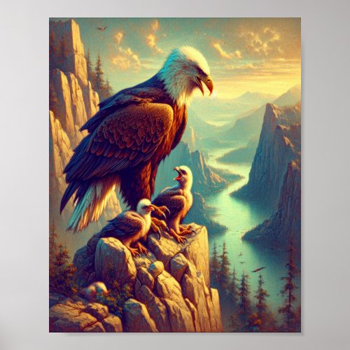 Majestic Eagle Capturing A Lake Trout 8x10 Poster
