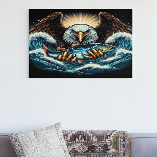 Majestic Eagle Capturing Fresh Fish Poster