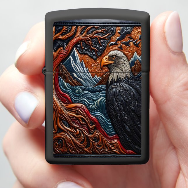 Majestic Eagle Car Art Zippo Lighter (In Hand)