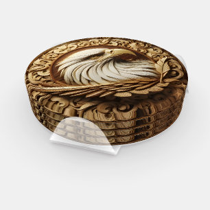 Majestic Eagle Carved Wooden  Coaster Set