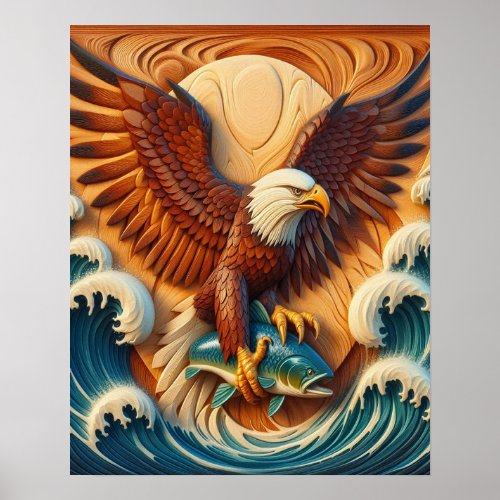 Majestic Eagle Clutching a Fish 16x20 Poster