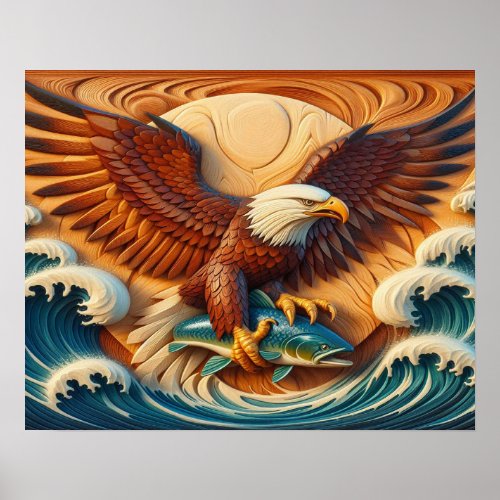 Majestic Eagle Clutching a Fish 20x16 Poster