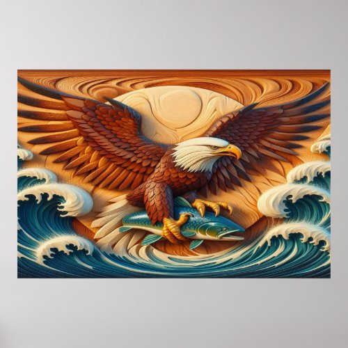 Majestic Eagle Clutching a Fish 36x24 Poster