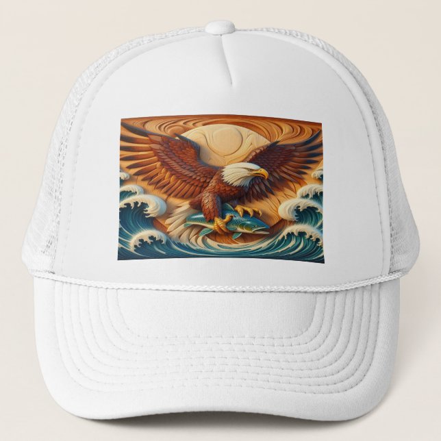 Majestic Eagle Clutching a Fish 36x24 Trucker Hat (Front)