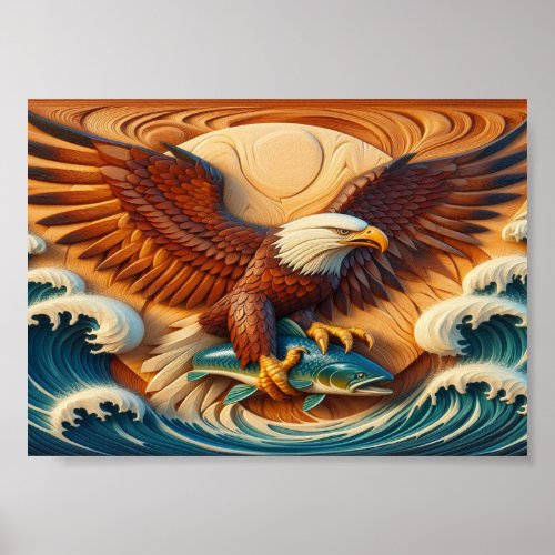 Majestic Eagle Clutching a Fish 5x7 Poster