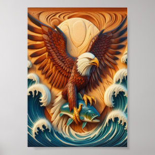 Majestic Eagle Clutching a Fish 7x5 Poster