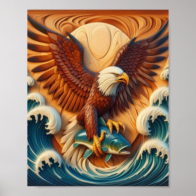 Majestic Eagle Clutching a Fish 8x10 Poster (Front)
