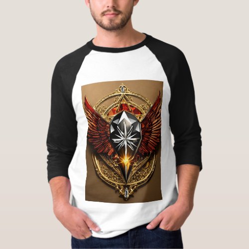  Majestic Eagle Design on Classic Black and white T_Shirt