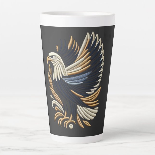 Majestic Eagle Embroidery Design | Bold Patriotic  Latte Mug (Front)