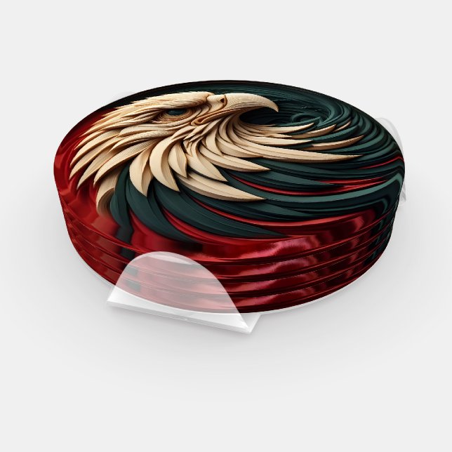 Majestic Eagle Emerges From Circular  Coaster Set (Set)