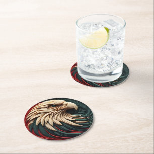 Majestic Eagle Emerges From Circular  Round Paper Coaster