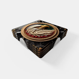 Majestic Eagle Encased in a Frame Coaster Set