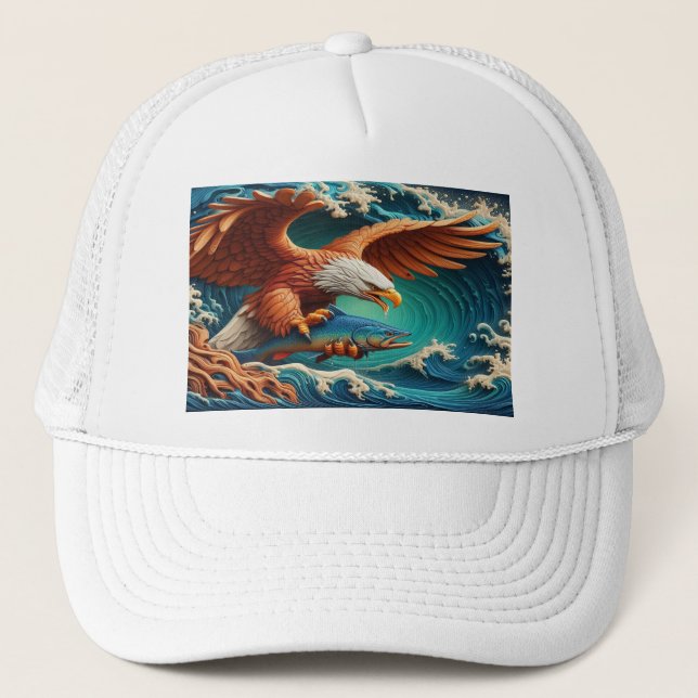 Majestic Eagle Fishing in a wave 36x24 Trucker Hat (Front)