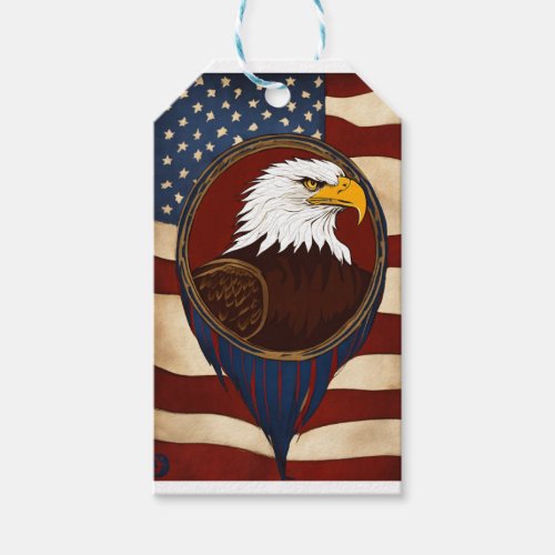 Majestic Eagle Flag Gift Tag