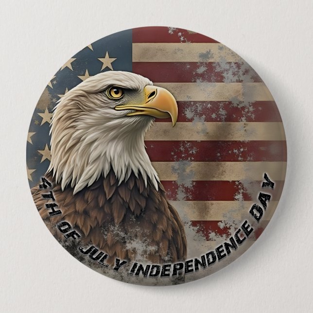Majestic Eagle & Flag – Spirit of Freedom Button (Front)