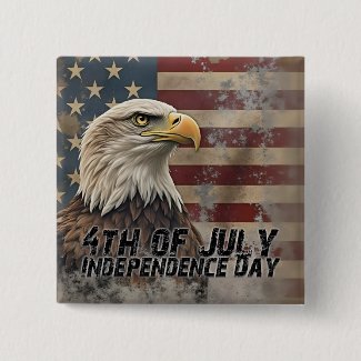 Majestic Eagle & Flag – Spirit of Freedom Button