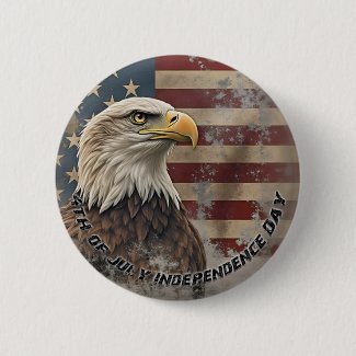 Majestic Eagle & Flag – Spirit of Freedom Button