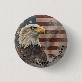 Majestic Eagle & Flag – Spirit of Freedom Button