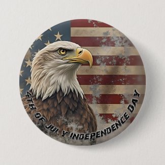 Majestic Eagle & Flag – Spirit of Freedom Button