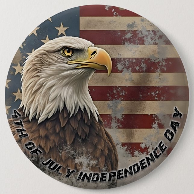 Majestic Eagle & Flag – Spirit of Freedom Button (Front)