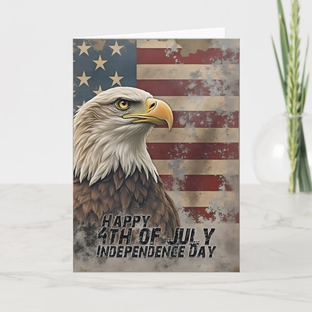 Majestic Eagle & Flag – Spirit of Freedom Card (Front)