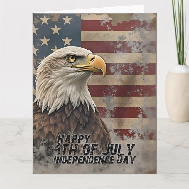 Majestic Eagle & Flag – Spirit of Freedom Card (Front)