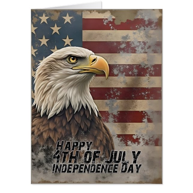 Majestic Eagle & Flag – Spirit of Freedom Card (Front)