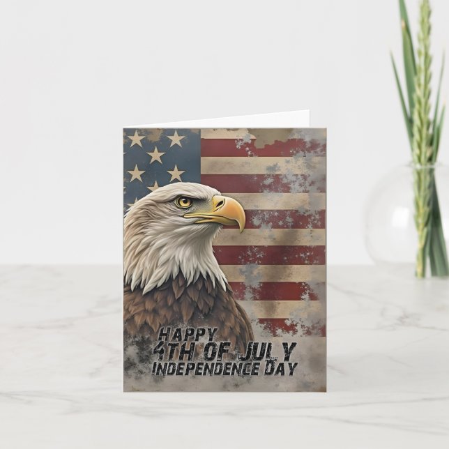 Majestic Eagle & Flag – Spirit of Freedom Card (Front)