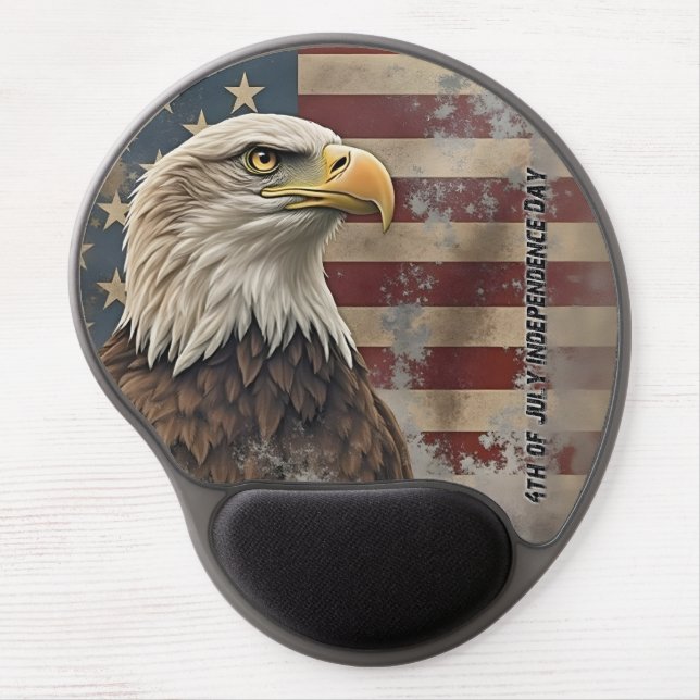 Majestic Eagle & Flag – Spirit of Freedom Gel Mouse Pad (Front)