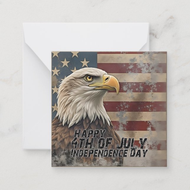 Majestic Eagle & Flag – Spirit of Freedom Note Card (Front)