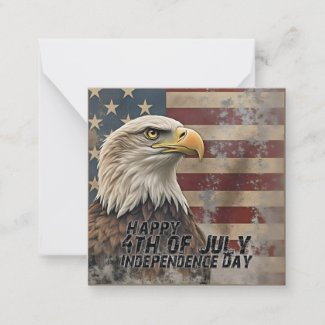 Majestic Eagle & Flag – Spirit of Freedom Note Card