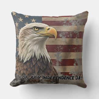Majestic Eagle & Flag – Spirit of Freedom Throw Pillow