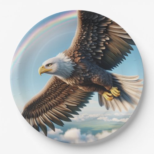 Majestic Eagle Flight sky Paper Plate