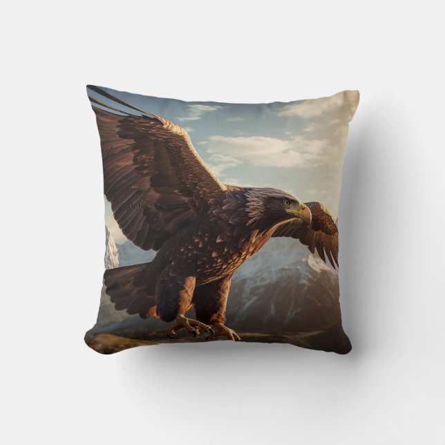 Majestic Eagle Flight Throw Pillow (Front)