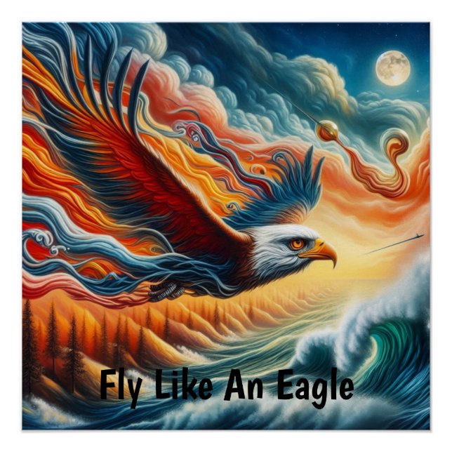 Majestic Eagle Fly Like An Eagle Fantasy Art Poster (Front)
