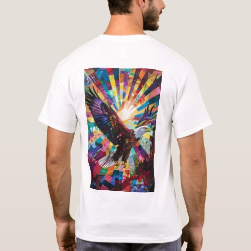 Majestic Eagle Flying in Psychedelic Sky T_Shirt