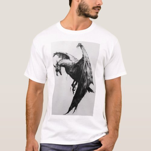 Majestic Eagle Horse Bat Wings Ink Art T_Shirt
