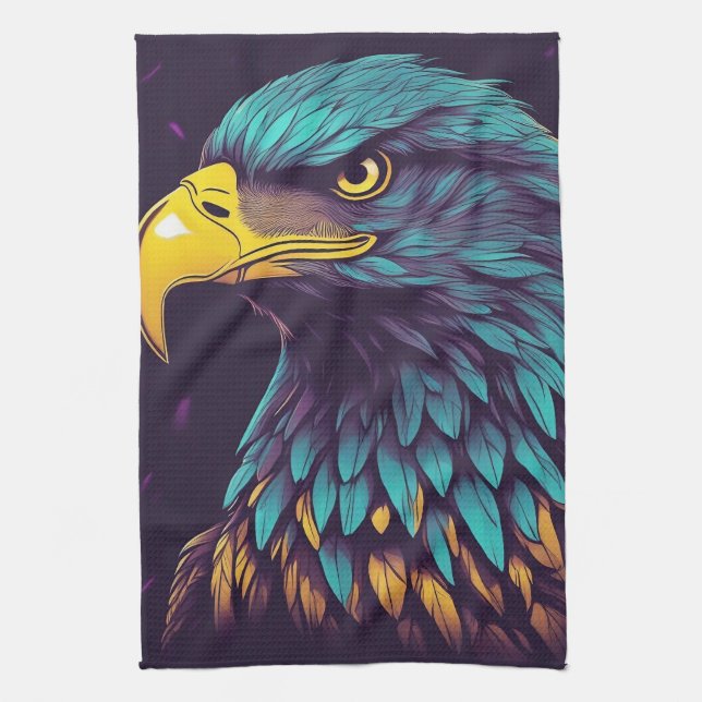 Majestic Eagle in vibrant Colors Kitchen Towel (Vertical)