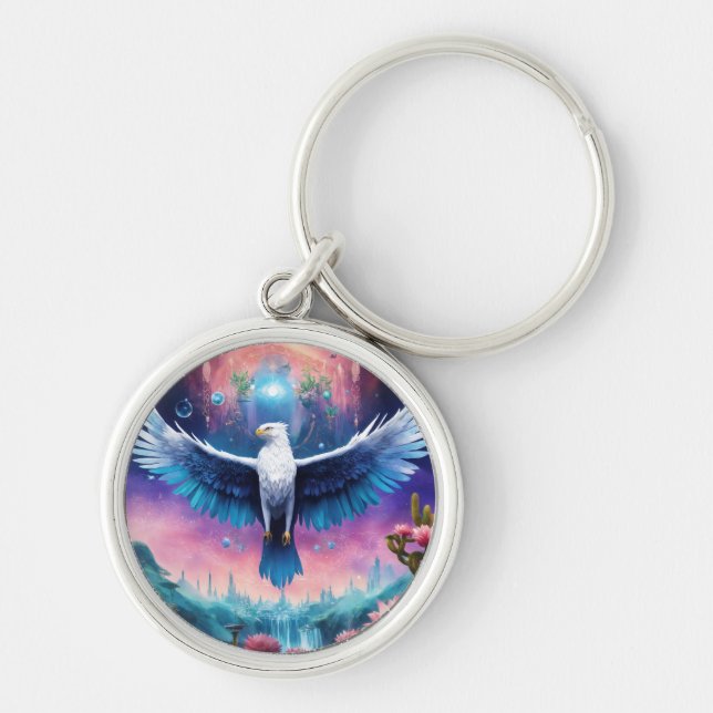 Majestic Eagle Keychain: Elegance on a Pale Black  Keychain (Front)