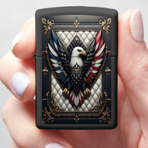 Majestic Eagle Leather-Style Gold Zippo Lighter