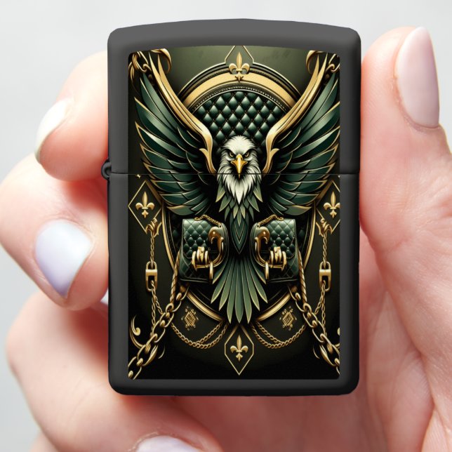 Majestic Eagle Leather-Style Prestige Zippo Lighter (In Hand)