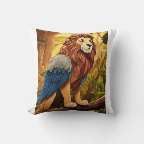 Majestic Eagle Lion Pillow Throw Pillow