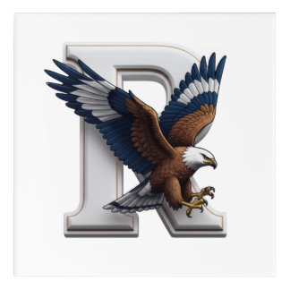 Majestic Eagle Mascot Overlapping 3D Letter R Acrylic Print