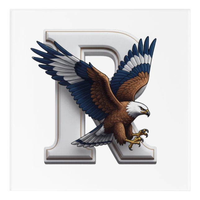 Majestic Eagle Mascot Overlapping 3D Letter R Acrylic Print (Front)