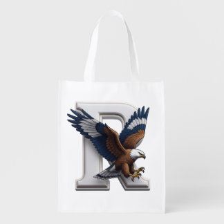 Majestic Eagle Mascot Overlapping 3D Letter R Grocery Bag