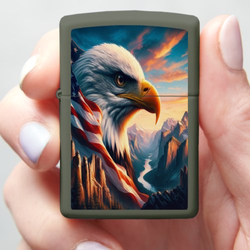 Majestic Eagle Merged With American Flag  24x36 Zippo Lighter